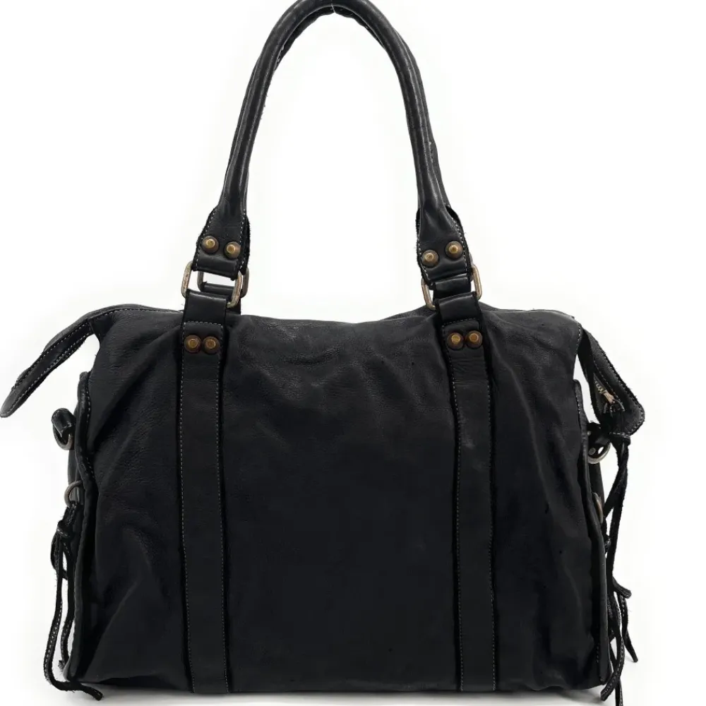 OH MY BAG Sacs En Cuir Métallisé-Grand sac porté épaule en cuir vintage STORM XL HURRICAN