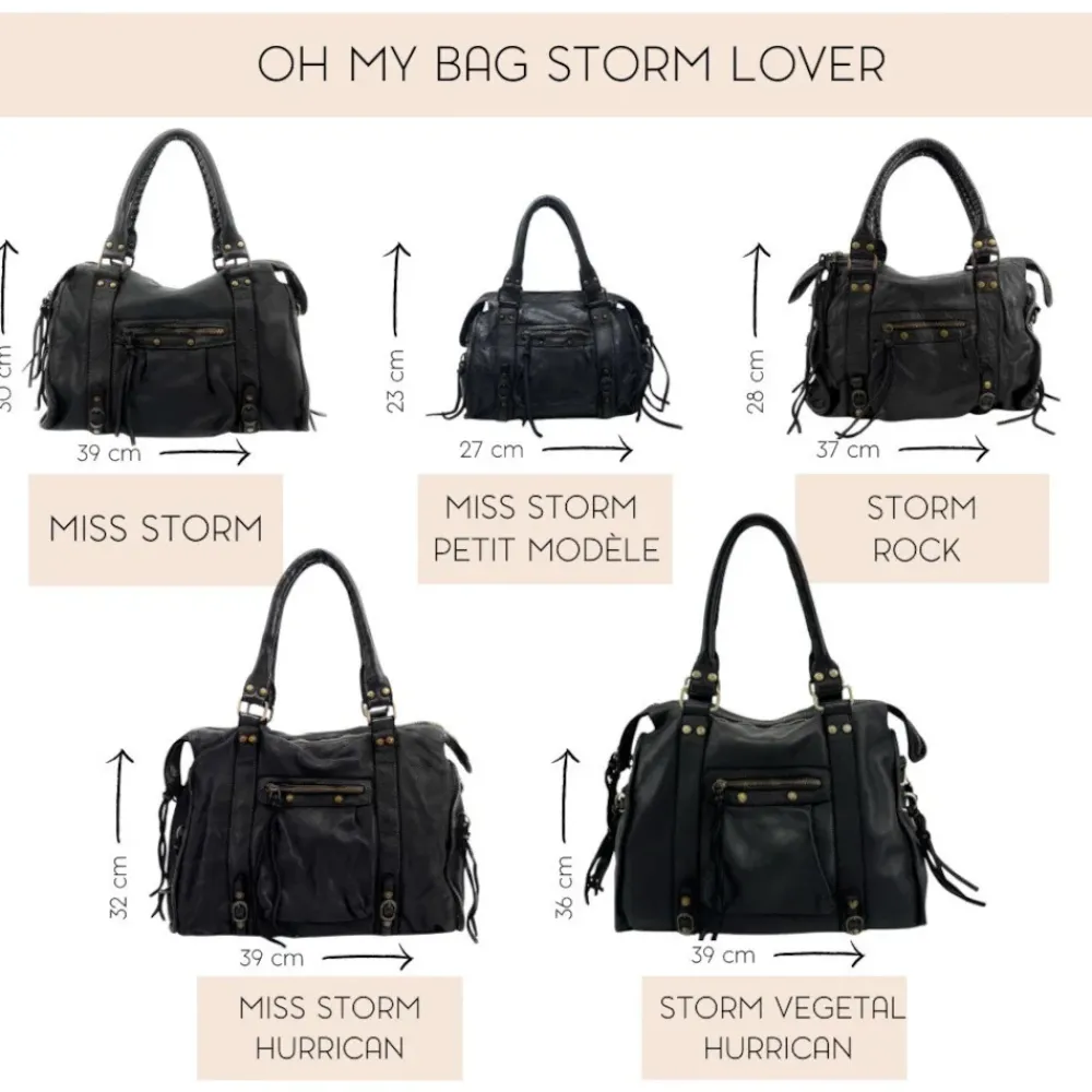 OH MY BAG Sacs En Cuir Métallisé-Grand sac porté épaule en cuir vintage STORM XL HURRICAN