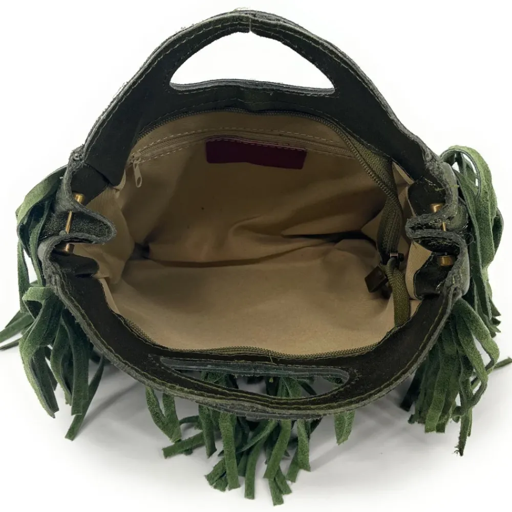 OH MY BAG Sacs En Cuir Métallisé-Sac à main bandoulière à franges en cuir irisé et nubuck ENOLA