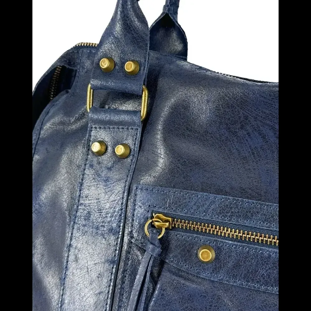 OH MY BAG Sacs De Rentrée, Bureau, Cours-Sac à main en cuir brossé SANDSTORM E.L. SIROCCO bleu marine