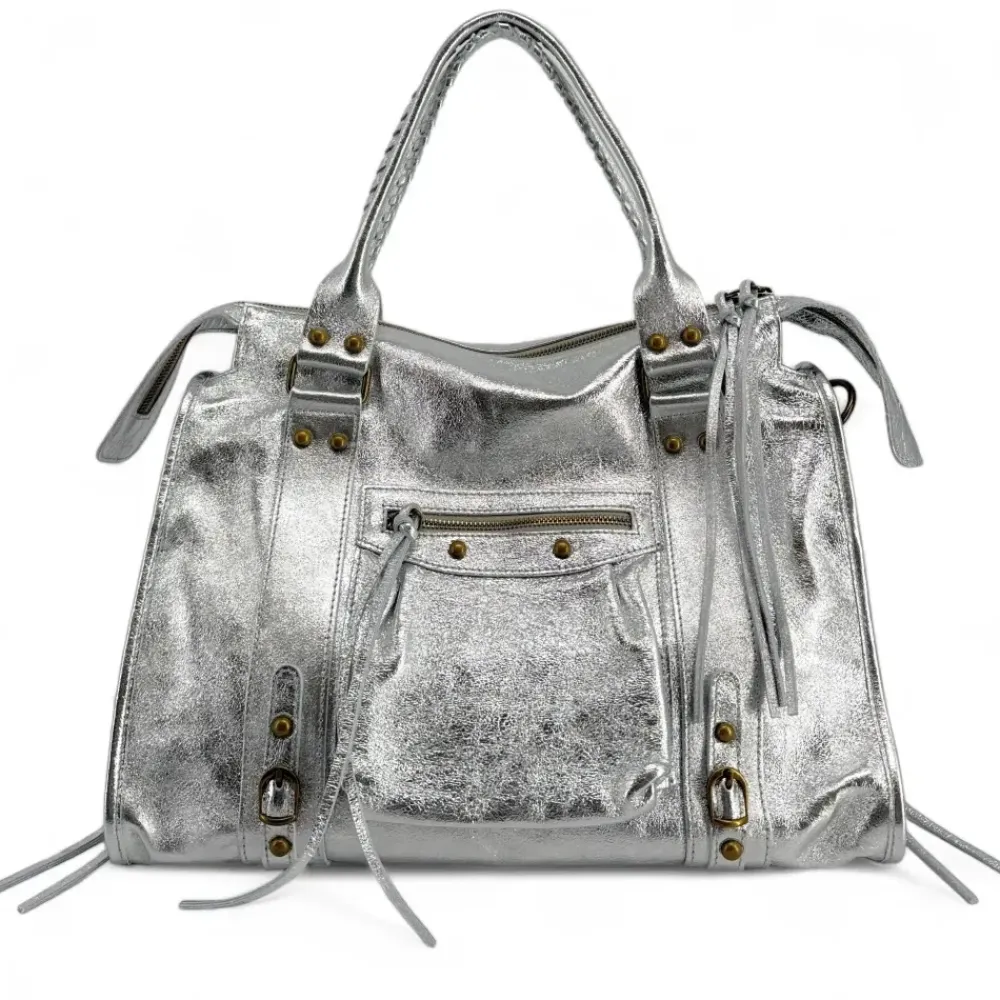 OH MY BAG Sacs De Rentrée, Bureau, Cours-Sac à main en suir irisé SANDSTORM E.L. SIROCCO argent clair