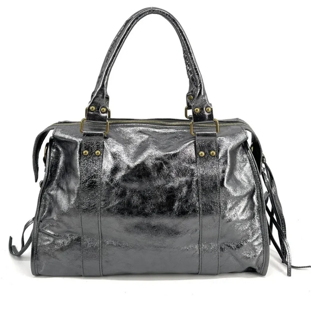 OH MY BAG Sacs De Rentrée, Bureau, Cours-Sac à main et bandoulière SANDSTORM en cuir métallisé Argent foncé argent fonce