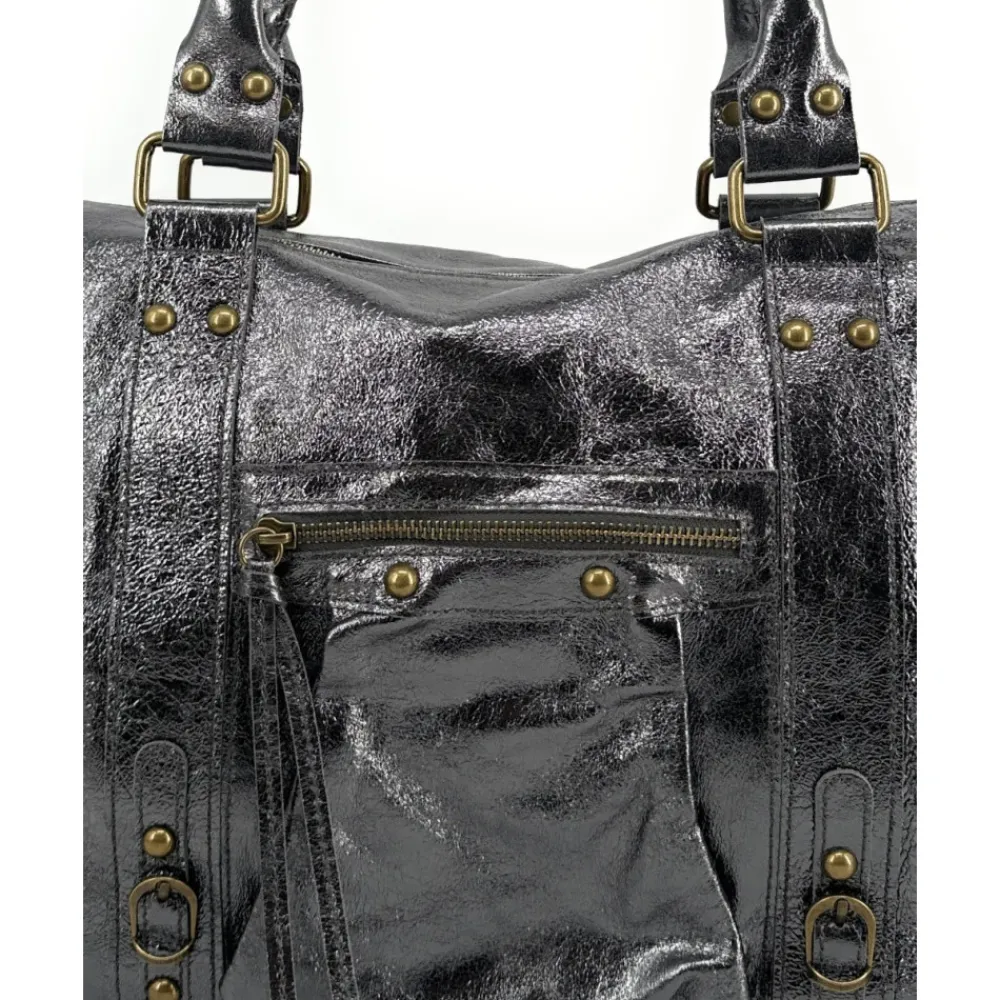 OH MY BAG Sacs De Rentrée, Bureau, Cours-Sac à main et bandoulière SANDSTORM en cuir métallisé Argent foncé argent fonce
