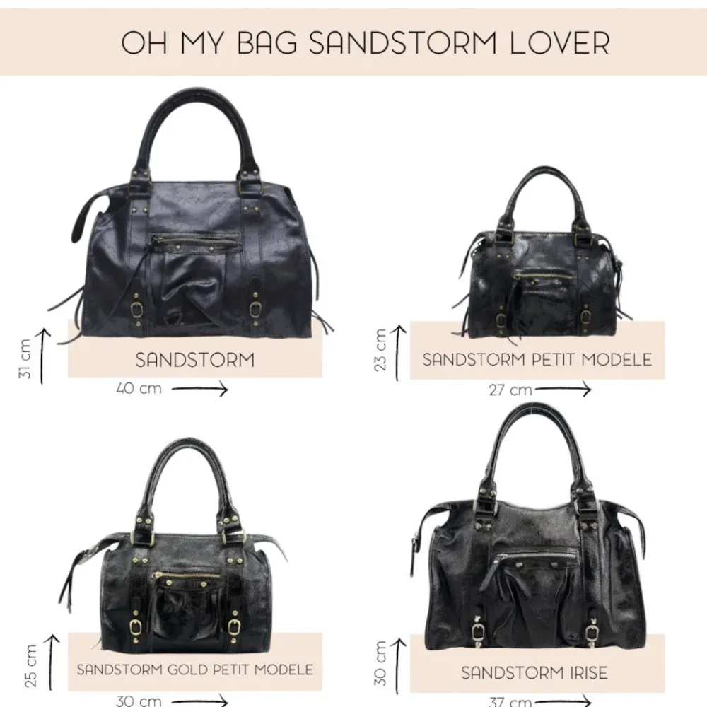 OH MY BAG Sacs De Rentrée, Bureau, Cours-Sac à main et bandoulière SANDSTORM en cuir métallisé Argent foncé argent fonce