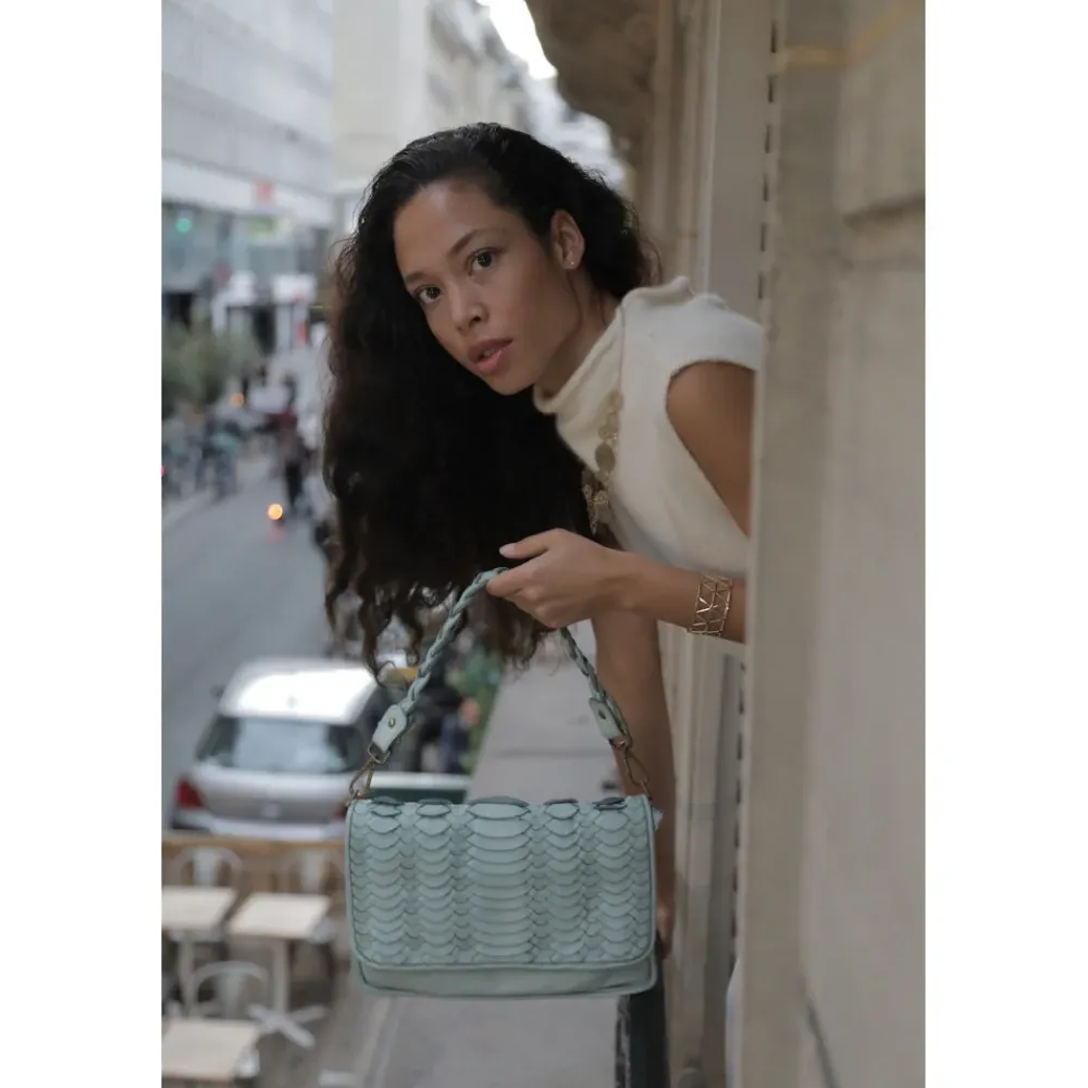 OH MY BAG Sacs En Cuir Tressé-Sac pochette en cuir vintage MISS NAMI celadon