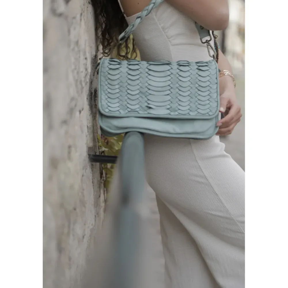 OH MY BAG Sacs En Cuir Tressé-Sac pochette en cuir vintage MISS NAMI celadon